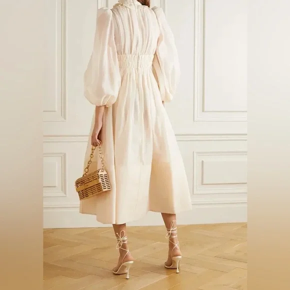 Zimmermann Wild Botanical Ruffled Linen and Silk Dress - Picture 11 of 15